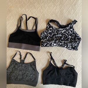 Lot of 4 Black Size Small Sport Bras - FABLETICS and Under Armour